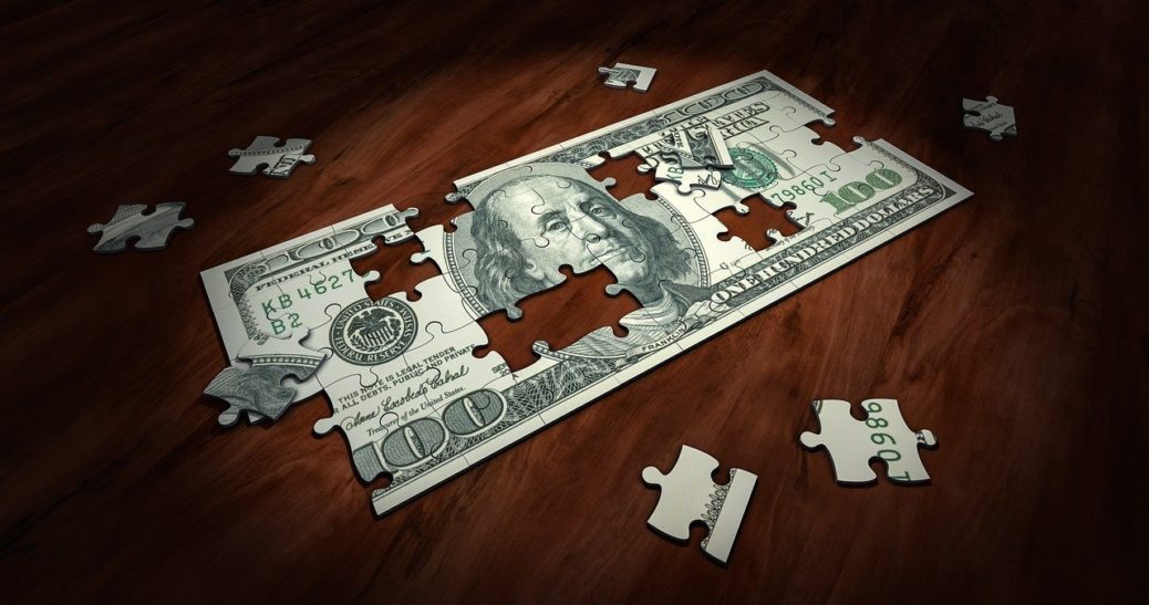 Peníze - bankovky - dolary - puzzle